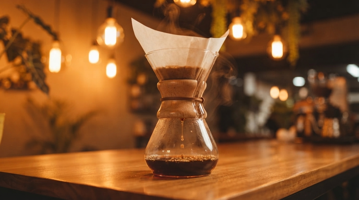 Chemex — café preparándose en la cafetera